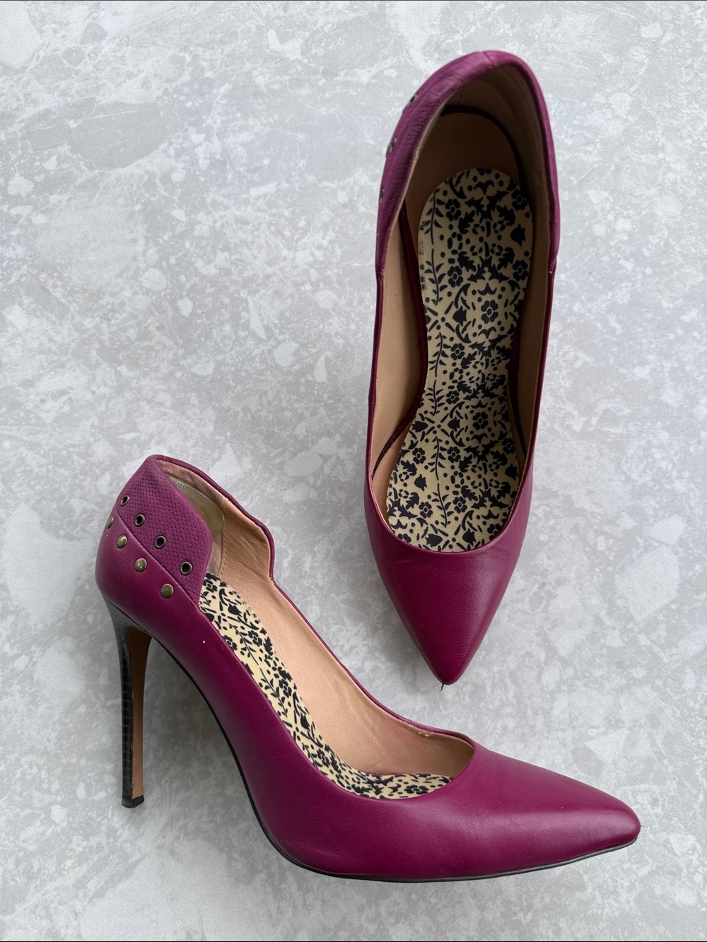 JOE’S Magenta Leather 5” Stiletto Heels, Size 10